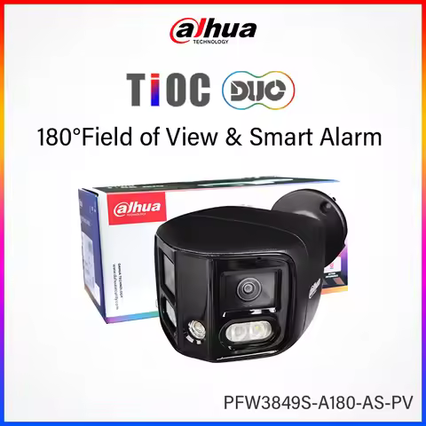 Dahua 4K 180° Dual Lens Camera Smart Protection Red&Blue Warning Lights Sounds Alarm Wide Angle Came