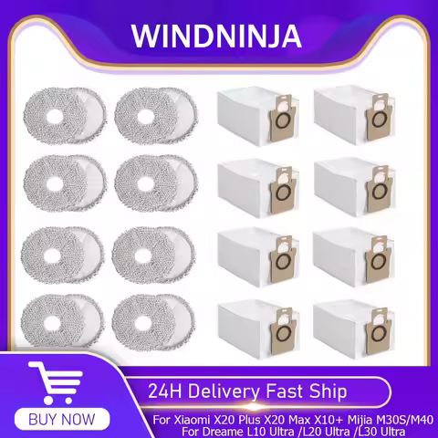 Dust Bag Mop Pads For Xiaomi X20 Plus/X10 Plus/X20 Max /X10+, For Dreame L10 Ultra /S10/S10 Pro Repl