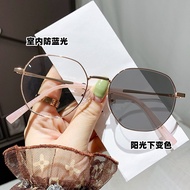 Color Changing Anti Blue Light Myopia Glasses Female No Makeup With Degree Student Style Glasses Fra