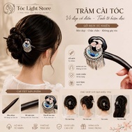 Tan Chinese Black Ebony Hair Brooch – Photography Accessories CNY, Matching Ao Dai Dai 1853