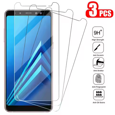 3PCS Clear Tempered Glass Screen Protector Film For Samsung Galaxy A7 J4 A6 A8 Plus A9 2018 A750 Sha