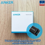 Anker® PowerPort III Nano Charger 20W Model A2633 Black แองเคอร์ นาโน หัวชาร์จเร็ว หัวชาร์จ อะแดปเตอ
