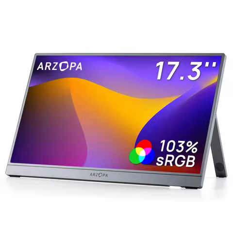 ARZOPA 17.3 inch Portable Monitor FHD-IPS Panel 100% sRGB Second Screen for Laptop for PS/Steam/Deck