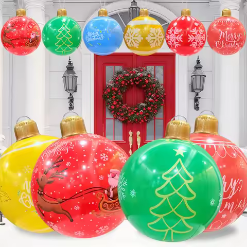 24 Inch PVC Inflatable Ball Large Outdoor Decorated Ball Decorations Ball Holiday Yard Lawn Porch De