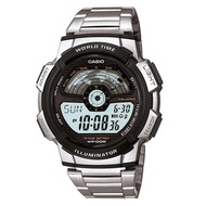 CASIO AE-1100WD-1AVDF - Youth Series - Illuminator - World Time - Jam Tangan Pria - Bahan Tali Stain
