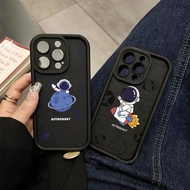 HP Cute Astronaut Silicone couple case Oppo A58 A77 A57 A11 A12 RENO4/5/6/7/8T A8 A15 A7 A35 A93A94A