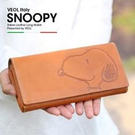 【空運】日本原裝 VEOL x Snoopy 史努比 義大利 牛皮 本革 真皮 質感 皮夾 長夾 財布 本色