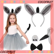 COCOFRUIT 4PCS Donkey Costume Set, Tail Nose Funny Donkey Headband, Fashion Animal Bow Tie Donkey Ea