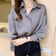 KEMEJA VELVET SATIN SHIRT // COOL BLOUSE FOR WOMEN // LATEST WOMEN'S CLOTHING // SATIN BLOUSE // TOP