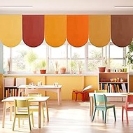 QOUBAI 6 Pcs Fall Classroom Curtains Autumn Yellow Orange Brown Curtains Set Fall Thanksgiving Class