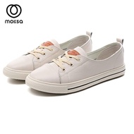 Molisa รองเท้า รองเท้าแฟชั่น รองเท้าทรงผ้าใบ หนังแท้ 100% Leather flat shoes sneakers shoes รองเท้าผ