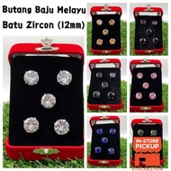 Elegant Brooch 12mm Butang Baju Melayu Nikah Batu Zircon Button Malay Muslimin Butang Baju Lelaki Ku