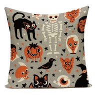 Black Cat Party Halloween Cushion Cover Pumpkin Witch Pillow Cover Home Decoration Throw Pillow Case for Sofa Bed Car