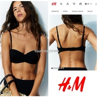 1 Set (bra+panty) Wired Bra balconette with pads Straps Branded Import Original H*N*M Jastip plain B