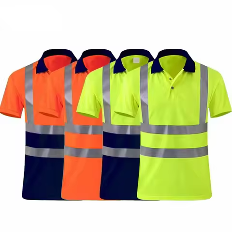 Custom LOGO Safety Reflective T-shirt High Visibility Working Shirt with Reflection Tapes Road Traff