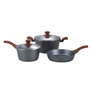 Ikonic PUMKIN IK8701 gray stone bottom pot and pan set (24cm pan + 16cm pot + 24cm pot)