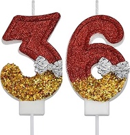 VSHILI 36th 63rd Birthday Candles, Red 63 36 Year Old Number Birthday Candles, Happy Birthday Party 