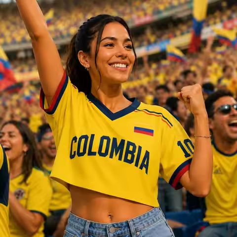 Colombian Flag Color 3D Printed Short Jersey Style T-shirt, Y2K Spicy Girl Style Subculture Street S