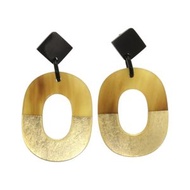 近全新愛馬仕isumu水牛角漆面ブラウン耳環 1498 [二手] 愛馬仕