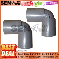Power Elbow Fitting Pipe Knie Aw 1/ 2 3/ 4 3 1 1 1/ 4 3 1 2 3 1 Pcs L PVC Connection SNI Thermoplast