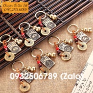 3-piece 5-Cent Gold Wire Key Chain, Hollow Gourd Mixed 2-Sided Card 8 Buddha Destiny 12 Armor