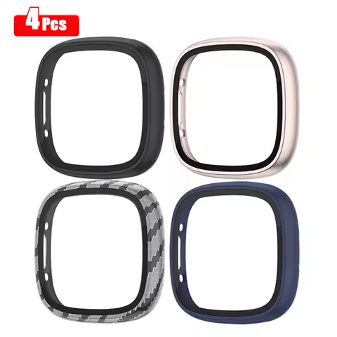 4Pcs Tempered Glass Case For Fitbit Versa 4/Sense 2 Bumpe Protective Cover For Fitbit Versa 4 Screen