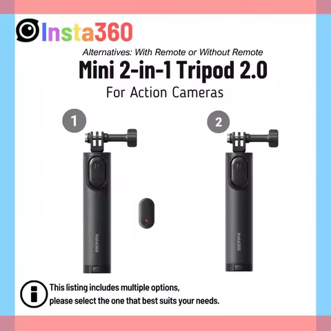 Insta360 Mini 2 in 1 Tripod 2.0 Selfie Stick 58cm Monopod Grip For Insta 360 X4 X3 Ace Pro 2 GO 3S G