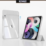 เคส iPad ของ KENKE ที่ถอดออกได้อะคริลิค HD ใสเคสสำหรับ iPad 2022 Air 4 air 5 iPad mini 6 ipad Pro 11 ipad 10 ipad gen 7 8 9 case เคสพร้อมช่องใส่ดินสอด้านขวาเคสป้องกันอัจฉริยะแพ็คเกจเต็มรูปแบบการกระจายความร้อนอย่างมีประสิทธิภาพ