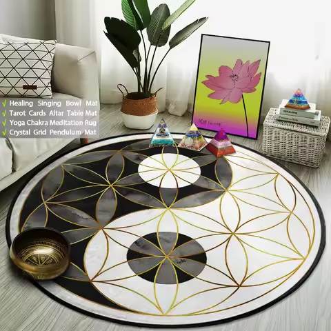 Yin Yang Tai Chi Round Carpet Flower of Life Gym Carpets Circle Rug Indian Buddha Yoga Meditation Ma