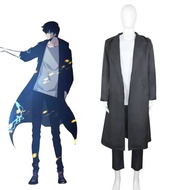 I Upgrade Alone Cheng Xiaoyu cos Clothing Over-the-Knee Hooded Black Windbreaker Jacket Male cos Clo