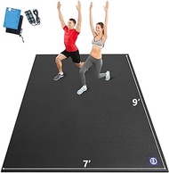 MRO Extra Large Exercise Mat 7' x 9' x 7mm, High-Density Workout Mats for Home Gym Flooring, Non-Slip, Extra Thick Durable Cardio Mat, and Ideal for Plyo, MMA, Jump Rope (Black)