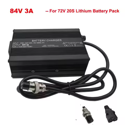 84V 3A Lithium Charger 72V 72 Volt 20S Li-ion Forklift Sweeper Battery Chargers 3PIN IEC GX16 Connec