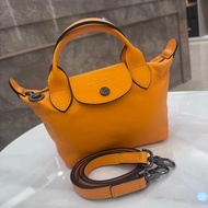 *SHIHNA名牌精品* Longchamp LE PLIAGE XTRA牛皮手提/斜背兩用水餃包(迷你/杏黃)