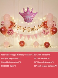 Happy Time balloons Crown Set With LED Light Birthday Backdrop For  Photoshoot Design  Party Needs A