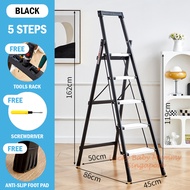 Alloy Black Ladder 4/5/6 Steps Foldable Household Anti-slip Aluminium Pedal BTO Indoor Space Saving