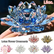 VIOLETLILAC Crystal Lotus Flower Figurine, Paperweight Table Ornaments Multi-Color Lotus Flower Orna