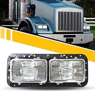 Headlight Housing Base with Wire Harnesses (W/Frame) Compatible with Kenworth C500/W900/T800 - Blcak