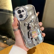 Redmi note 13 5G / Redmi note 13 Pro 5G / Redmi note 13 Pro+ soft luxury phone case with electroplated sliver candy bear bracket