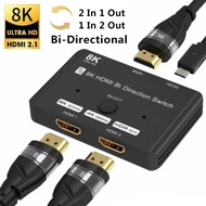 8K HDMI Splitter 1 In 2 Out 8K@60Hz 4K@120Hz HDMI 2.1 Bidirectional Switch 2 In 1 Out Two-Way Switcher Adapter 2X1 1X2 Converter New Bluetooth dual-mode