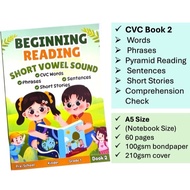 CVC BOOK 2 Beginning Reading Booklet for 3-7 yrs A5 Size 60 Pages with CVC Words Phrases Sentences A