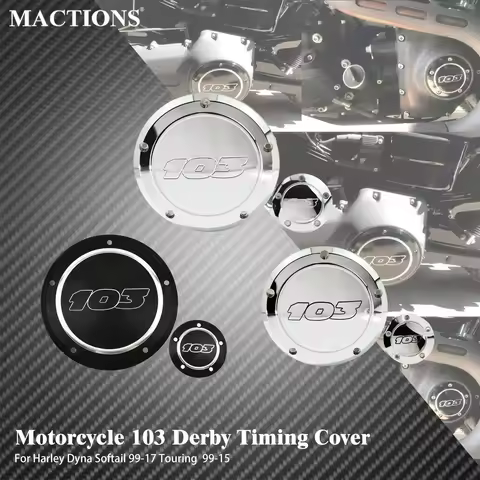 Motorcycle 103 Side Derby Cover 2PC For Harley Touring Road King Softail Fat Boy Dyna Low Rider Clut