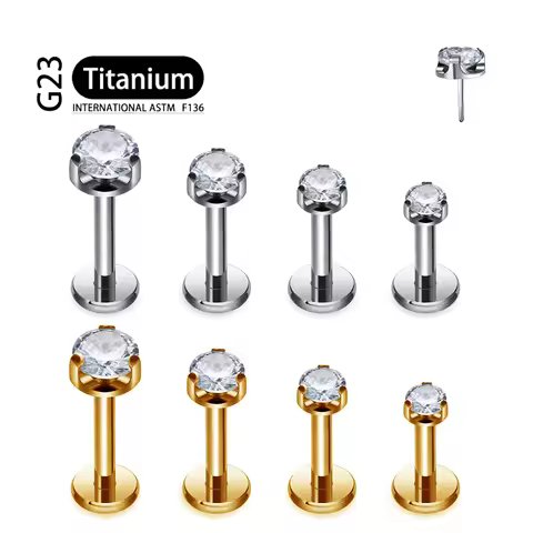 Astm F136 Titanium 2.5/3/4Mm Cz Labret Stud 16G Tragus Helix Kraakbeen Schelp Flatback Oorlel Pierci