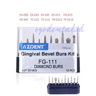 Dental Diamond Bur Bevel Gingiva Kit 111 High Speed Azdent