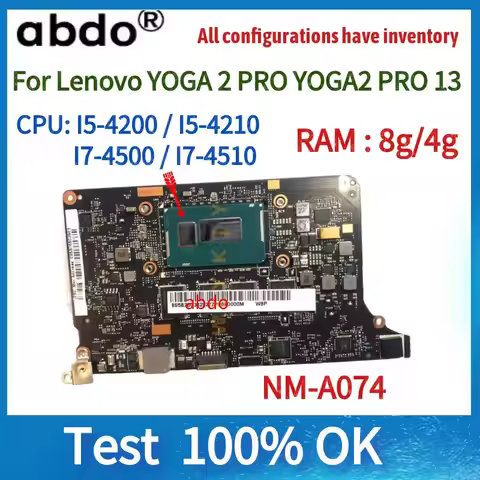 NM-A074 Motherboard For Lenovo YOGA 2 PRO YOGA2 PRO 13 Laptop Motherboard Mainboard CPU I5 I7 4th Ge