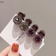 [S·U] 2/4pcs Mini Round Rhinestone Hair Claw Clip for Women & Girls PH