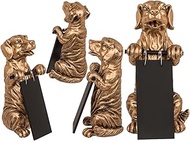 Out of the blue Gold Decorative Dog with Blackboard for Labelling Approx. 9.5 x 12.5 x 22 cm Polyres