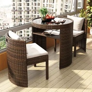 Balcony leisure storage table and chair set, rattan chair tea table, small household imitation ratta