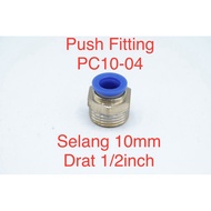 Pc10-04 Pneumatic Coupler Fitting Straight Hose 10mm Drat 1/2inch Connector Slip Lock Push Tube Brass Connector Male Thread Straight | 2.048.0018 | Pc10-04