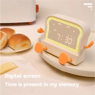 Toast Funny Alarm Clock Digital Screen Emoji Colorful Calendar Timer Night Light USB Rechargable