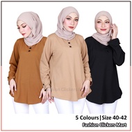 FC Mart - Ironless Casual Blouse / Baju Muslimah / Women Long Sleeves Button Blouse / Baju Blause Wanita Tak Payah Gosok